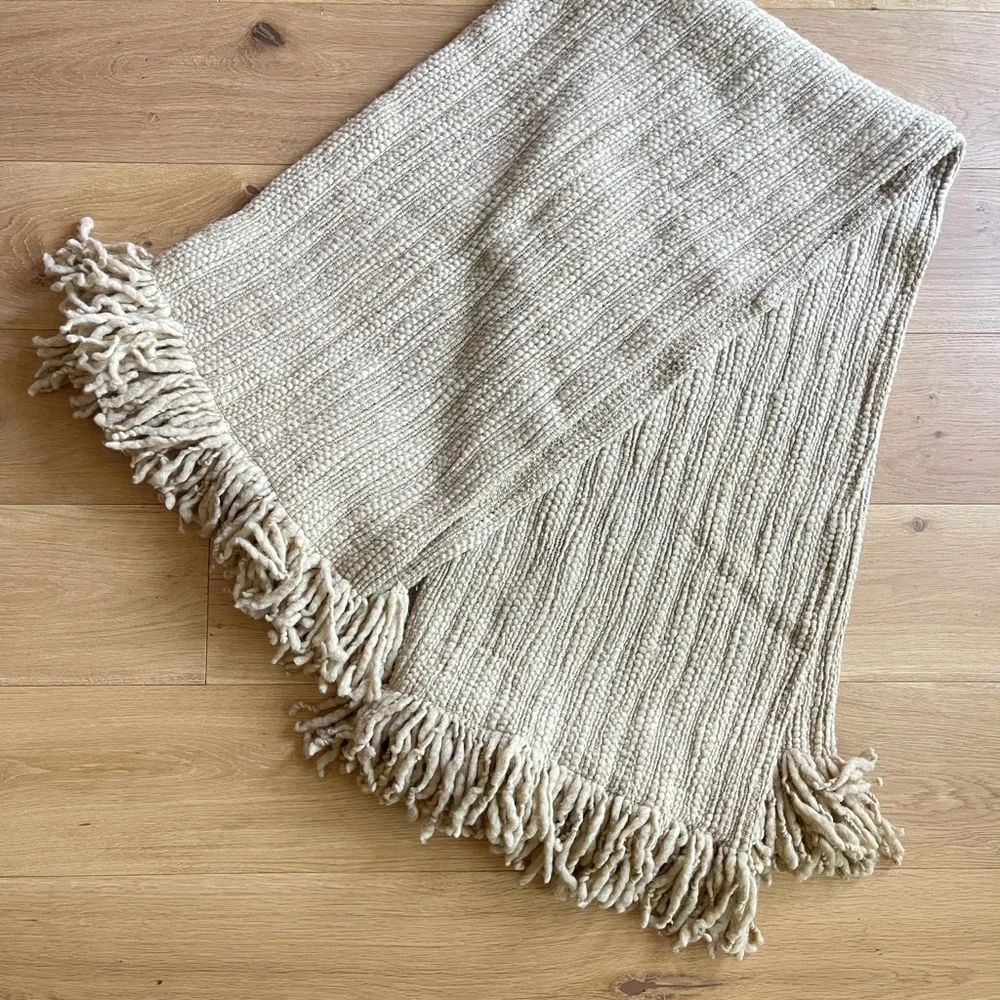 West Elm Chunky Wool Camel Throw Blanket